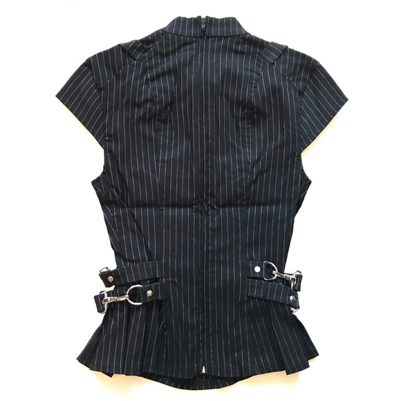 Gangsta Pranksta Pinstripe Keyhole Top - Picture 4 of 8